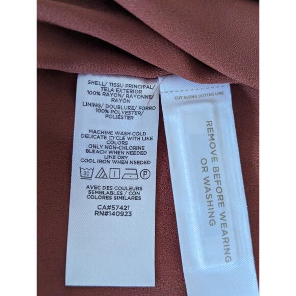 LOFT Petite Striped Button-Front Blouse 6P Rust White Elastic Waist Casual Top - Picture 8 of 14